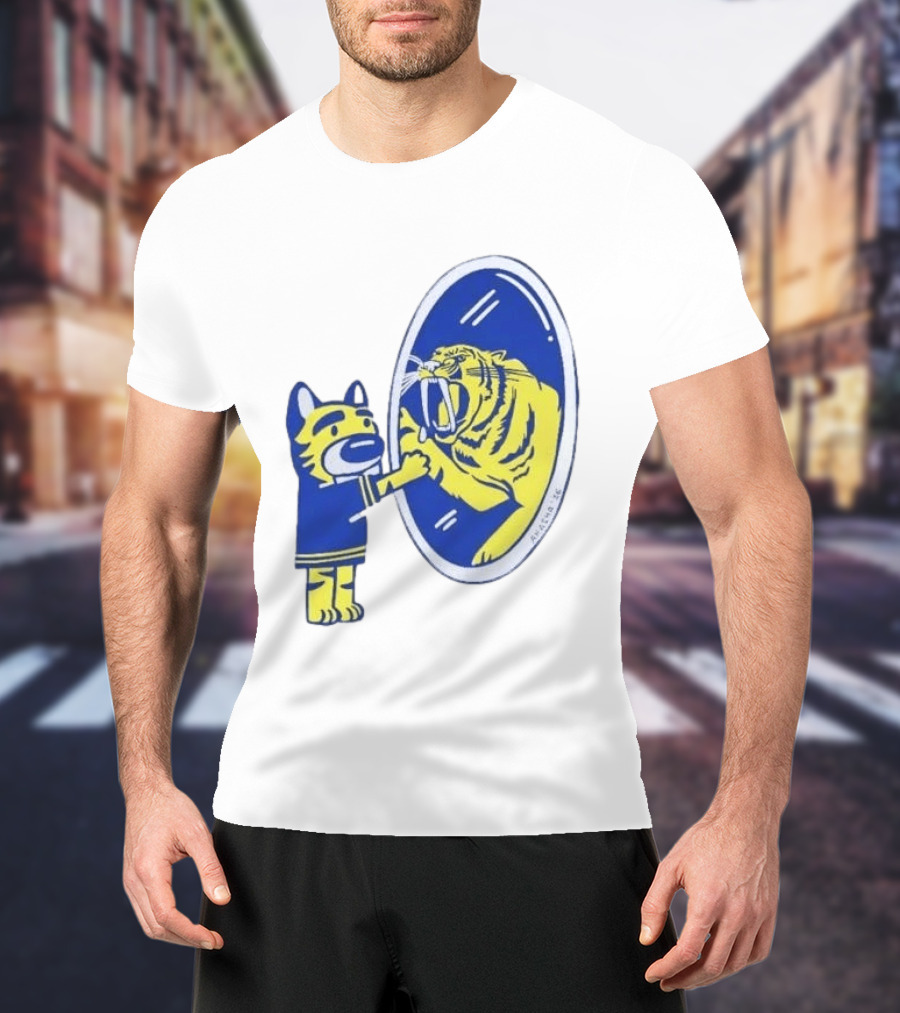 Buffalo Sabres Saber Tooth Tiger Mirror Reflection Comic T-Shirt
