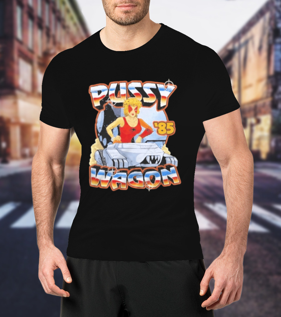 Pussy Wagon 85 Retro Car Girl Tank Cartoon T-Shirt