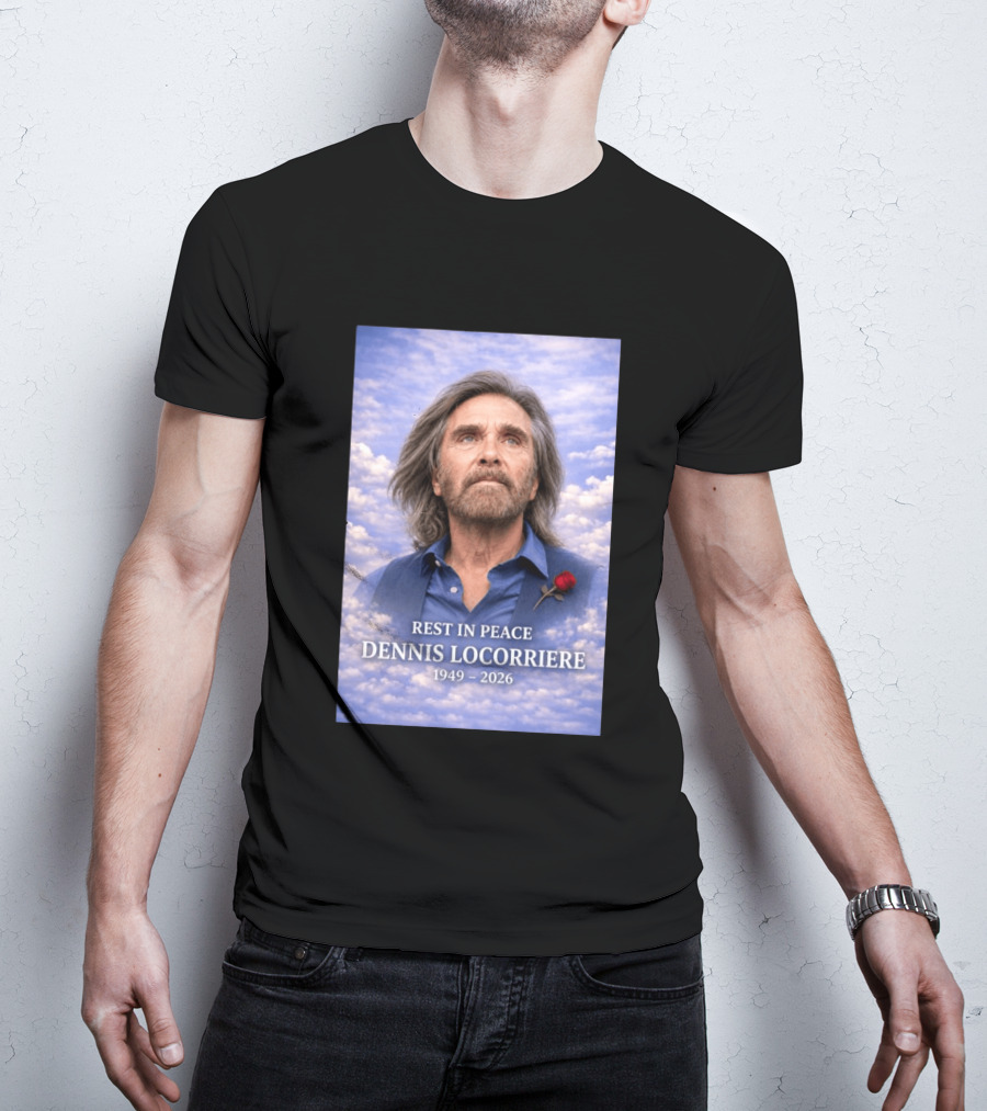 Rest In Peace Dennis Locorriere 1949 2026 Memorial Tribute With Rose And Clouds T-Shirt