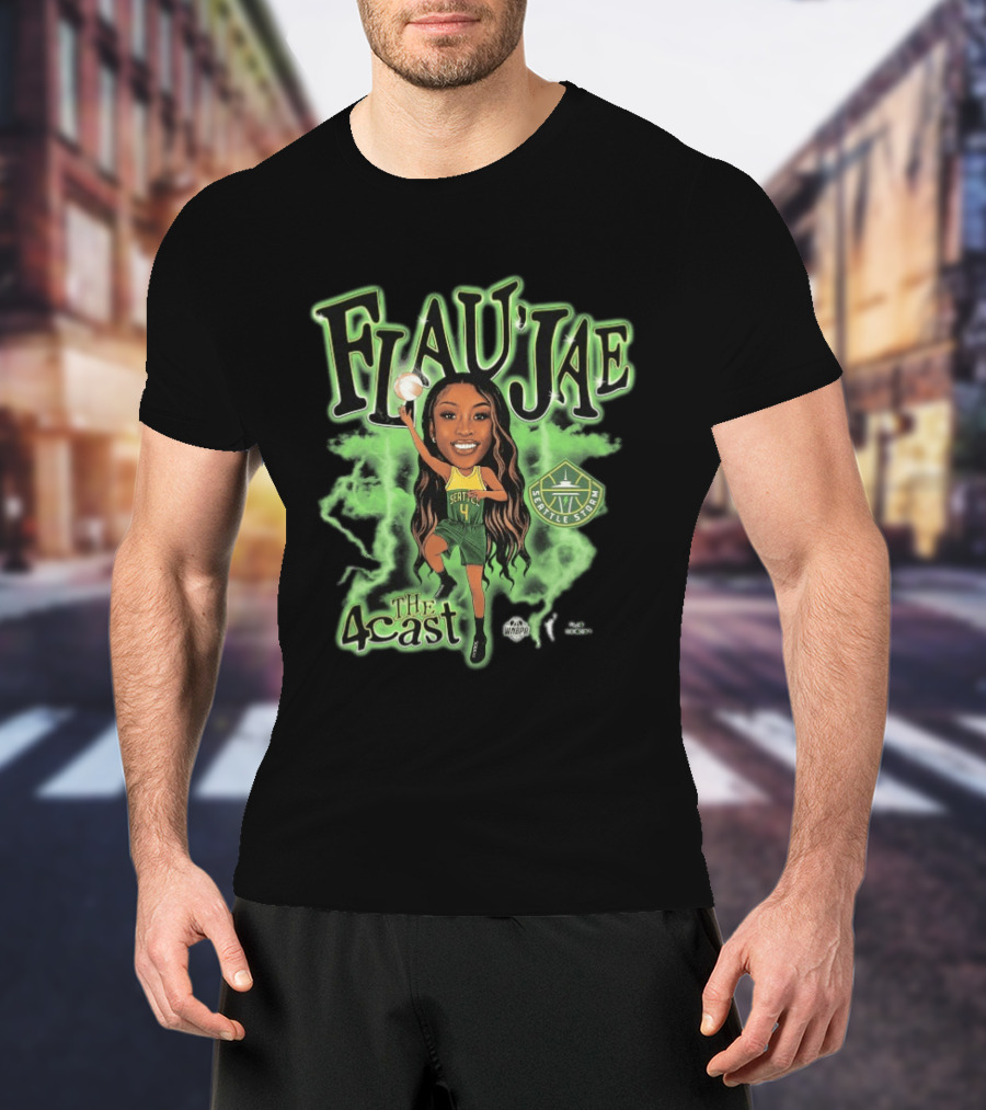Seattle Storm Flau'jae Johnson The 4Cast Team Playa Society T-Shirt