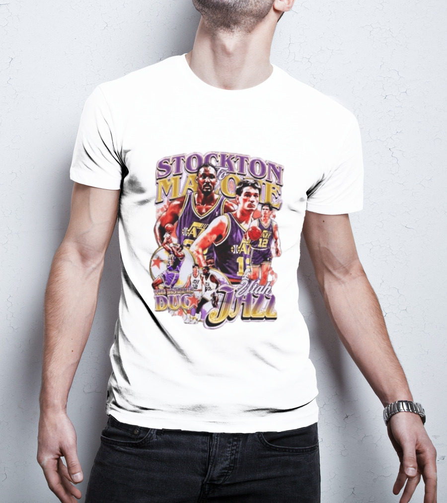 Stockton To Malone Utah Jazz Dynamic Duo Basketball Legends T-Shirt