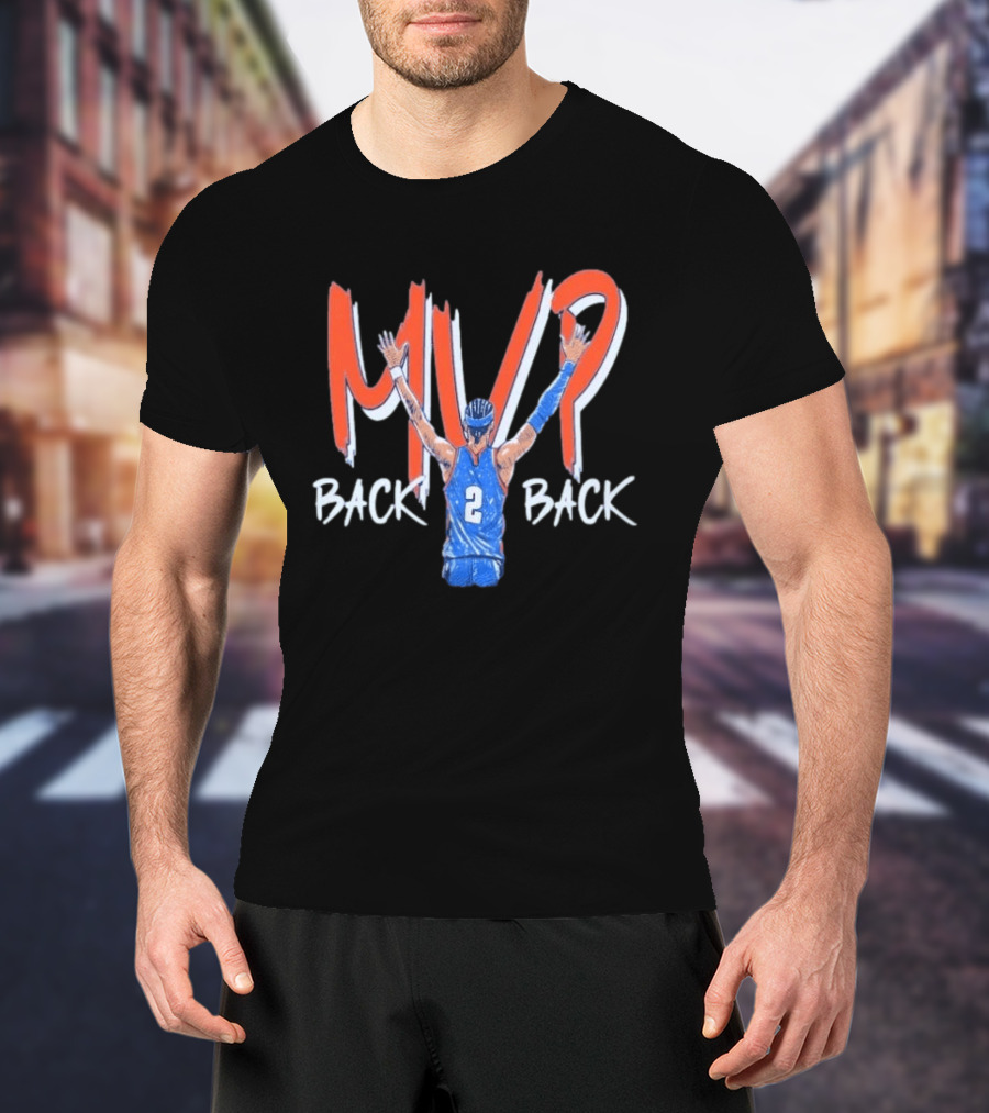 Shai Gilgeous Alexander SGA Back 2 Back MVP Basketball Star Number 2 T-Shirt