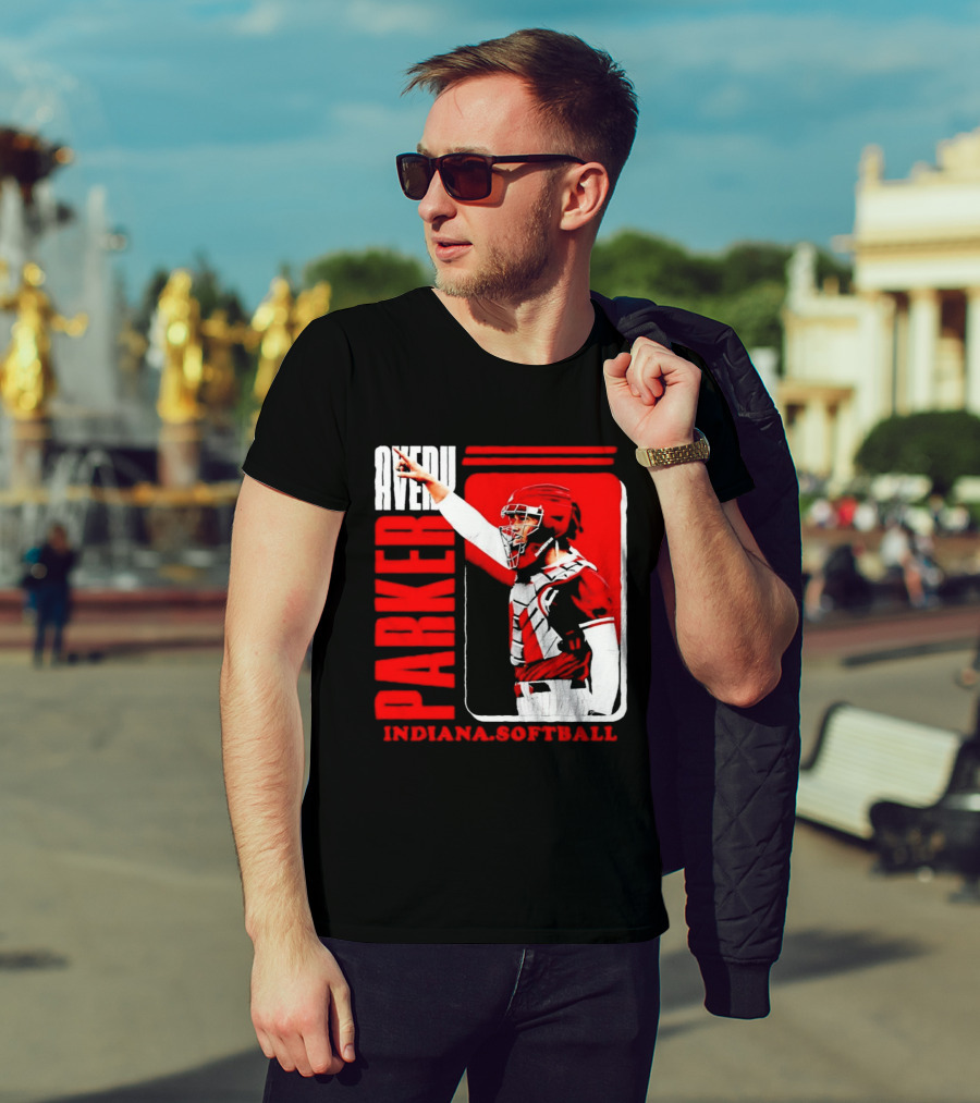 Avery Parker Indiana Softball Catcher Player Red And White Uniform T-Shirt