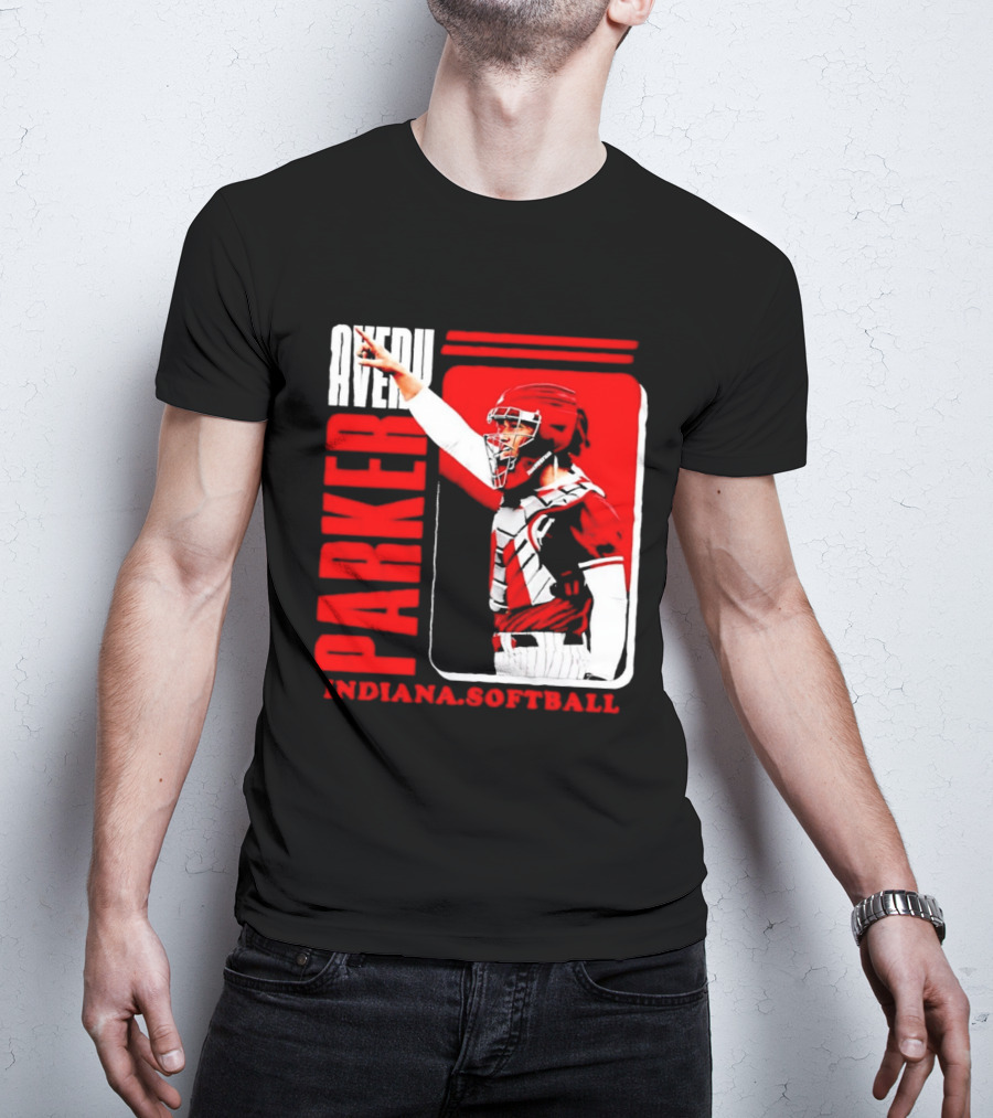 Avery Parker Indiana Softball Catcher Player Red And White Uniform T-Shirt