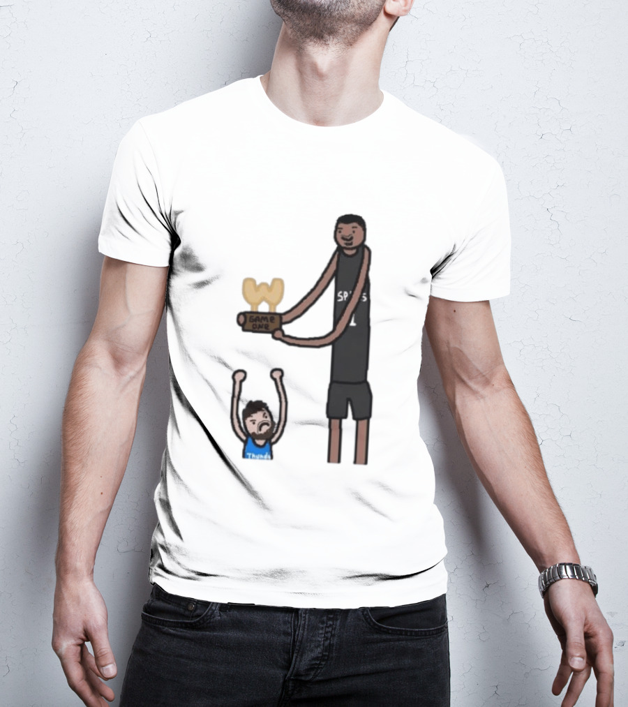 Spurs Victor Wembanyama Game One Vs Thunder Basketball Cartoon T-Shirt
