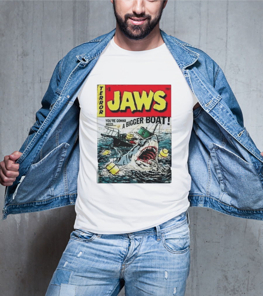 Terror Jaws Comic Cover You're Gonna Need A Bigger Boat T-Shirt