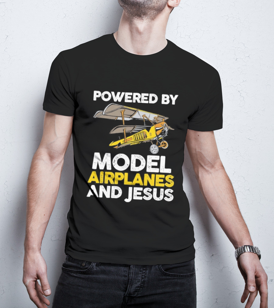 Powered By Model Airplanes And Jesus Vintage Aviation Enthusiasts Faith Based Collectible T-Shirt