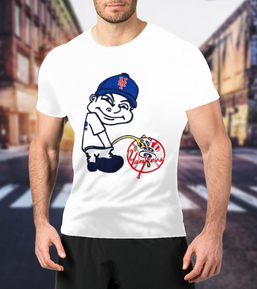 New York Mets Fans Rivalry Yankees Humorous Cartoon T-Shirt