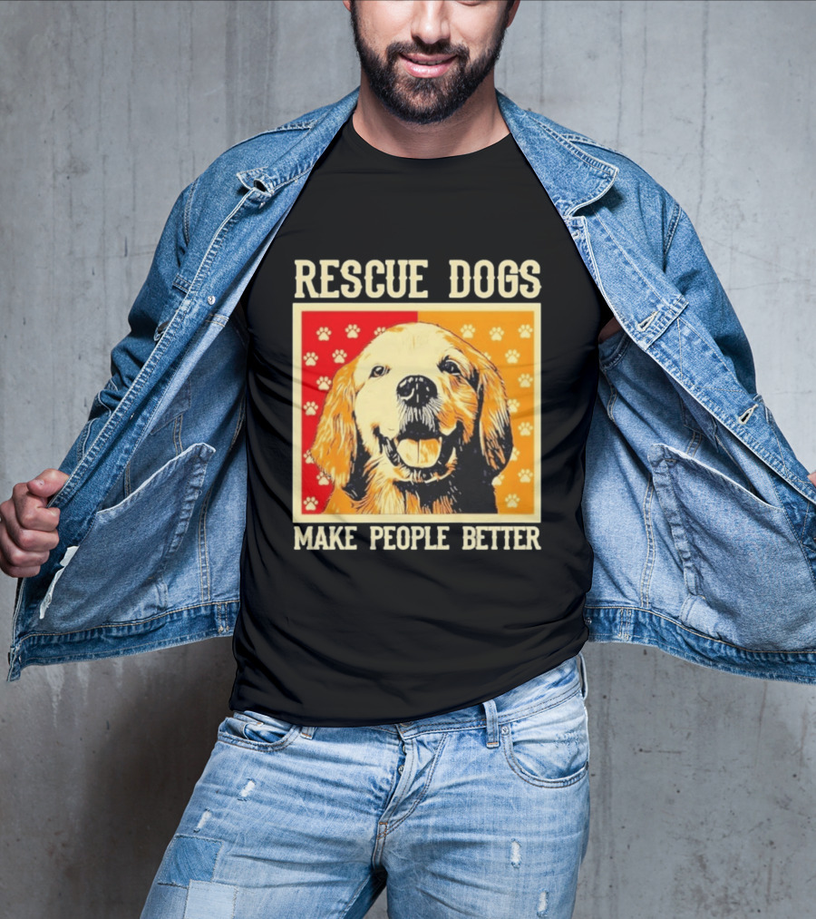 Rescue Dogs Make People Better Paw Print T-Shirt