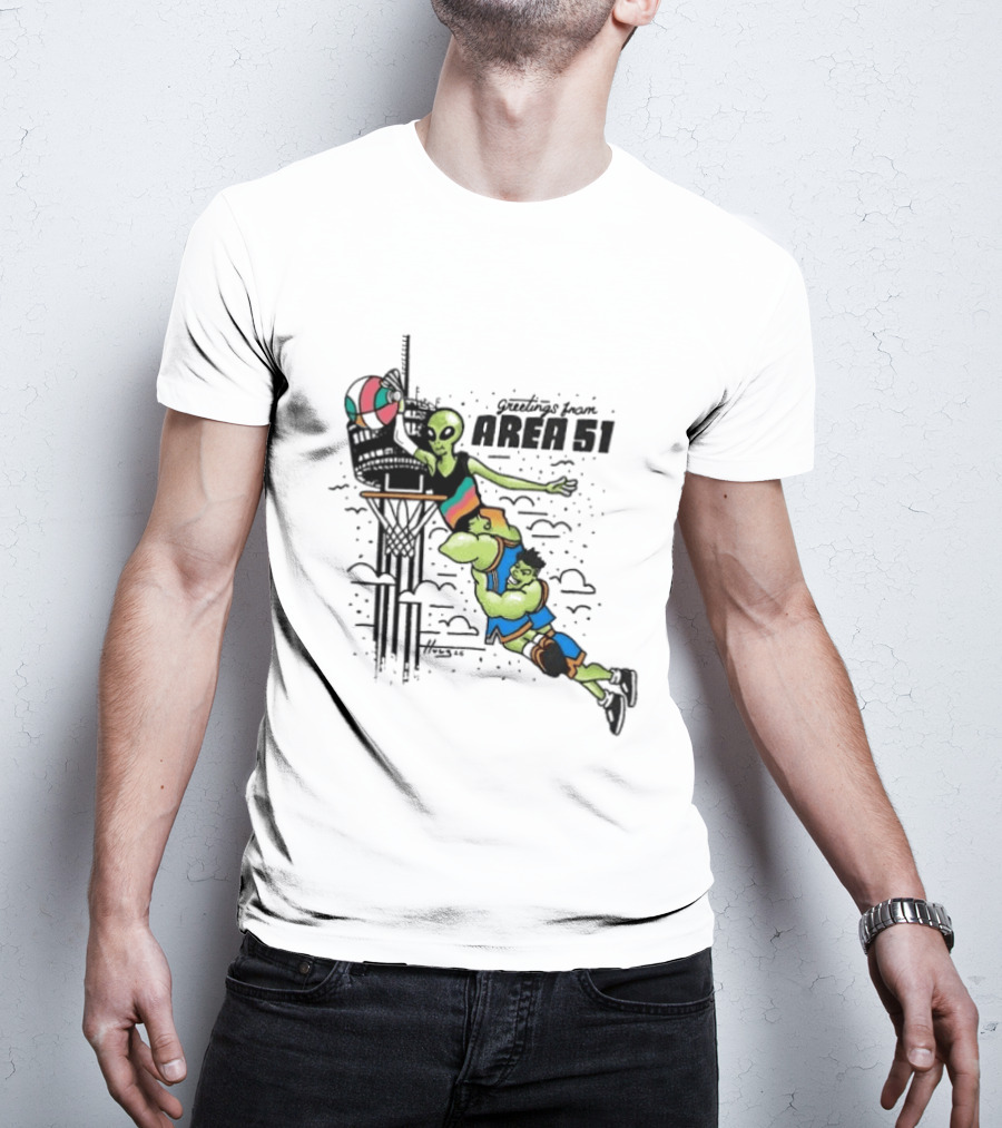 Victor Wembanyama Alien Greetings From Area 51 Basketball Dunk Scene T-Shirt