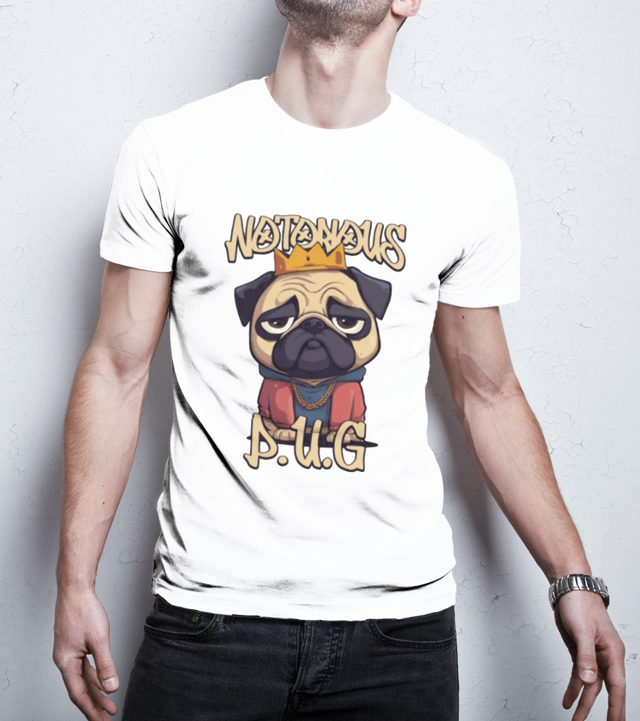 Notorious Pug Iconic Crowned Cartoon 90s Rap T-Shirt