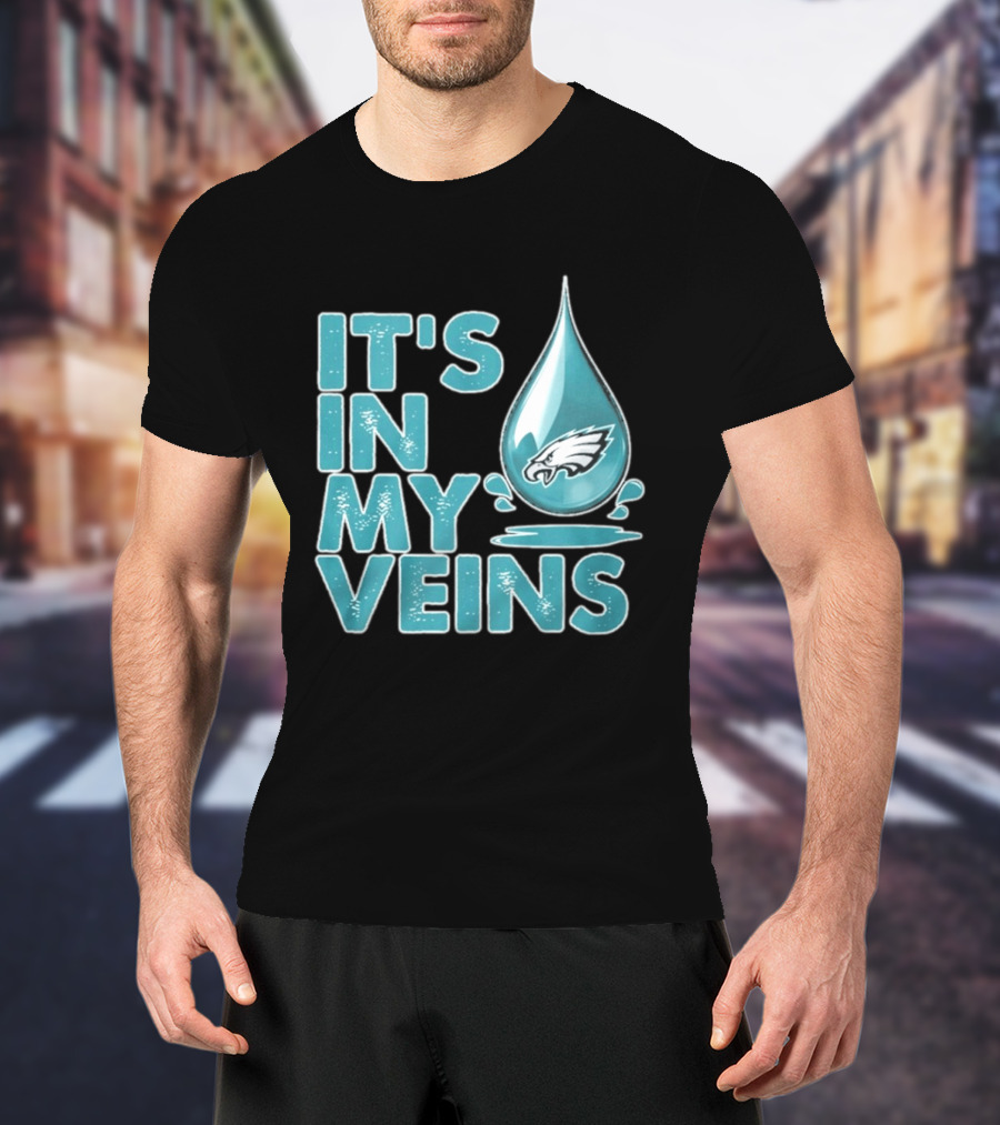 Philadelphia Eagles It's In My Veins Dripping Logo Fan Pride T-Shirt