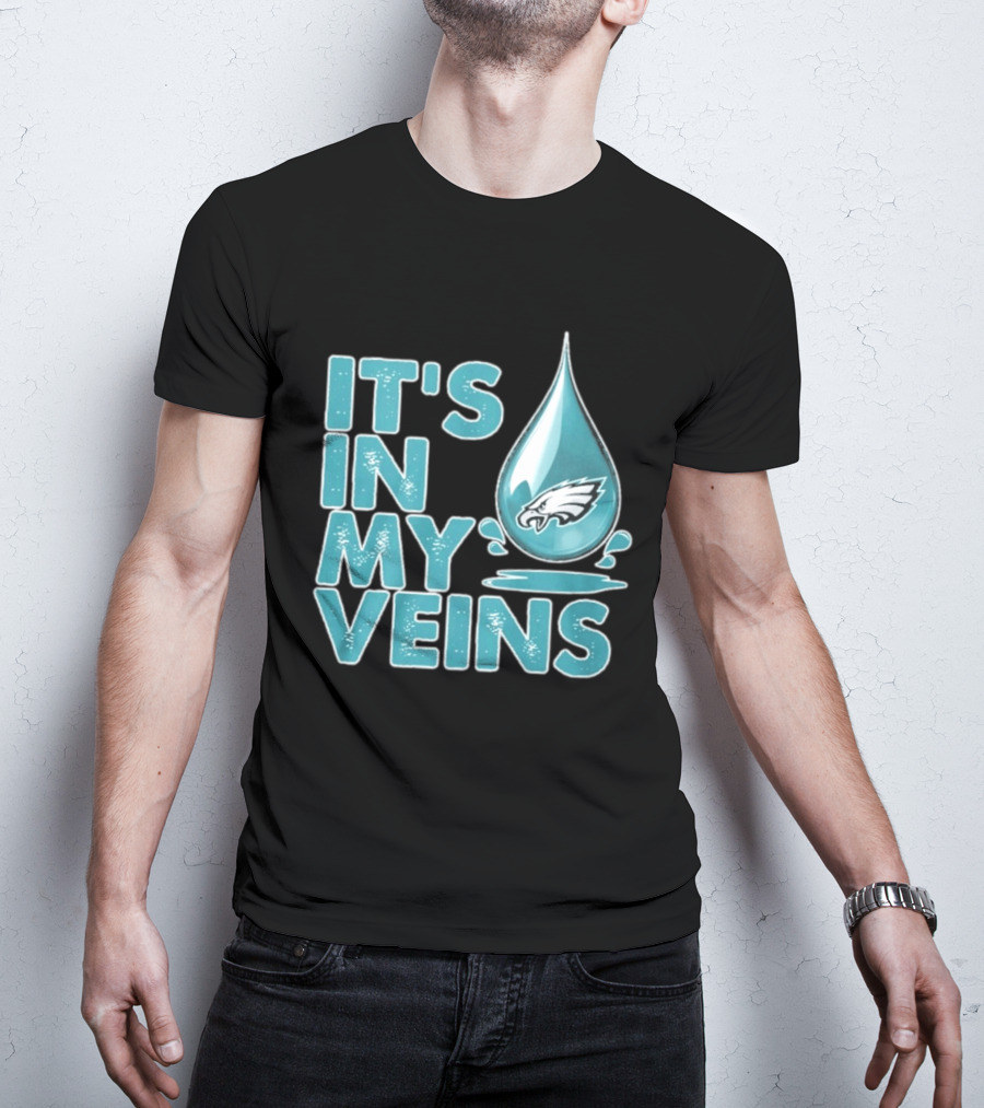 Philadelphia Eagles It's In My Veins Dripping Logo Fan Pride T-Shirt