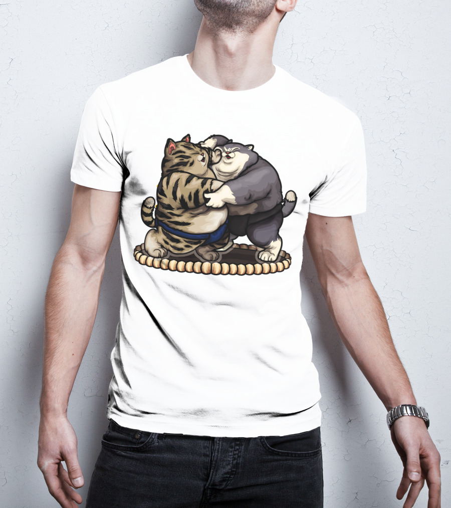 Sumo Wrestling Cats Battling In Traditional Ring T-Shirt