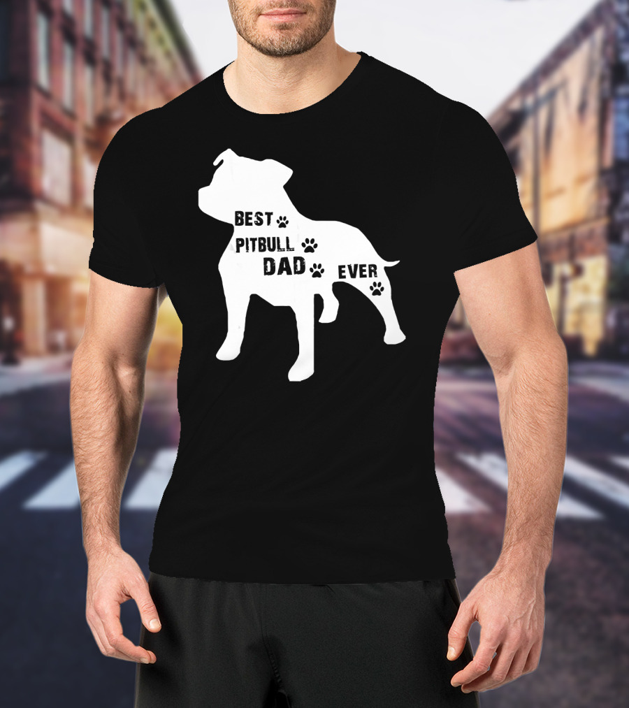 Best Pitbull Dog Dad Ever Paw Prints T-Shirt