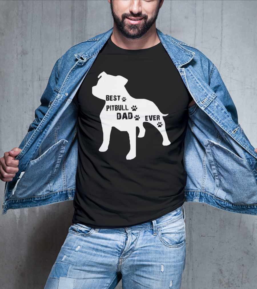 Best Pitbull Dog Dad Ever Paw Prints T-Shirt