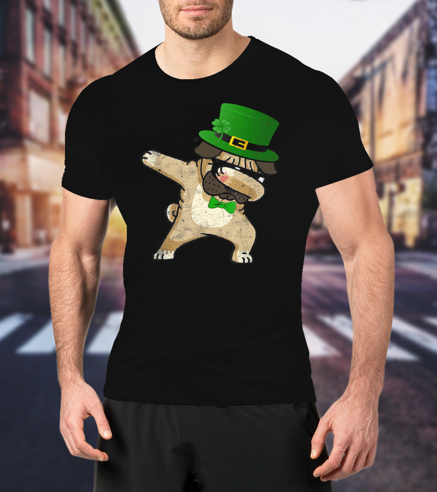 Dabbing Pug With Green Hat For St. Patrick's Day T-Shirt