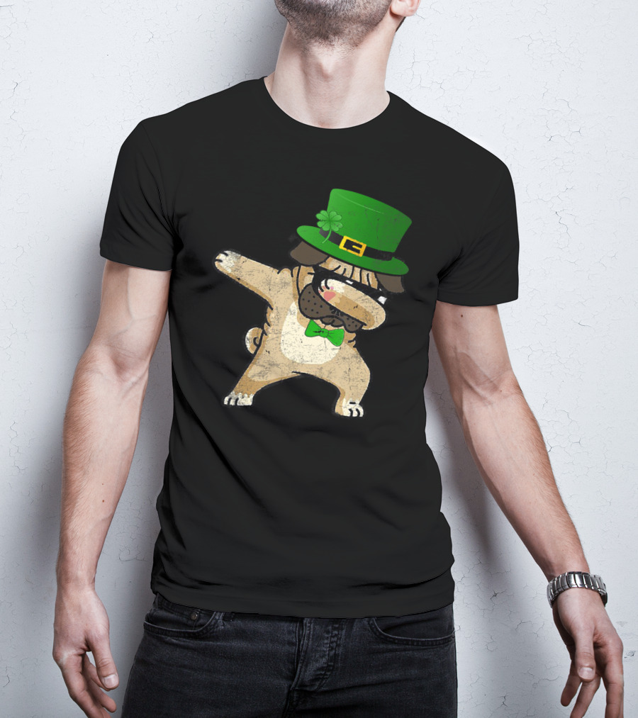Dabbing Pug With Green Hat For St. Patrick's Day T-Shirt