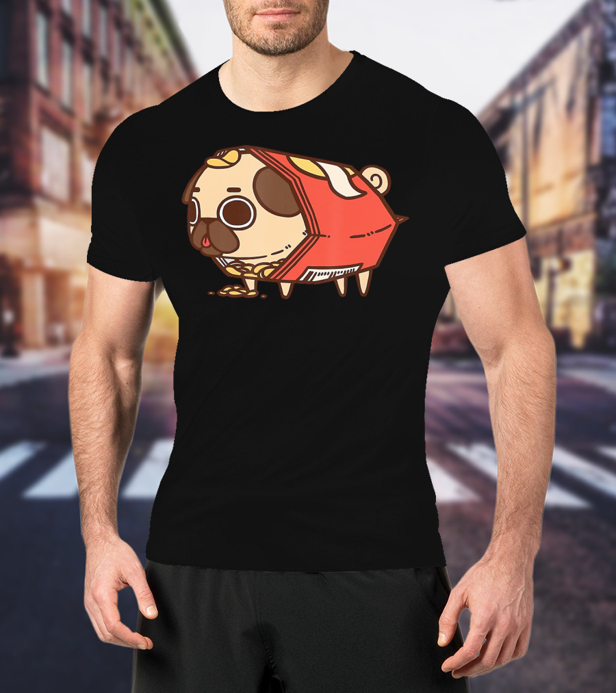 Puglie Dog In Chips Bag Funny Pug Love Food Birthday T-Shirt