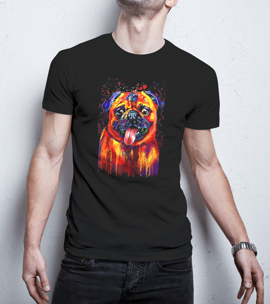Vibrant Watercolor Pug Design For Enthusiasts T-Shirt