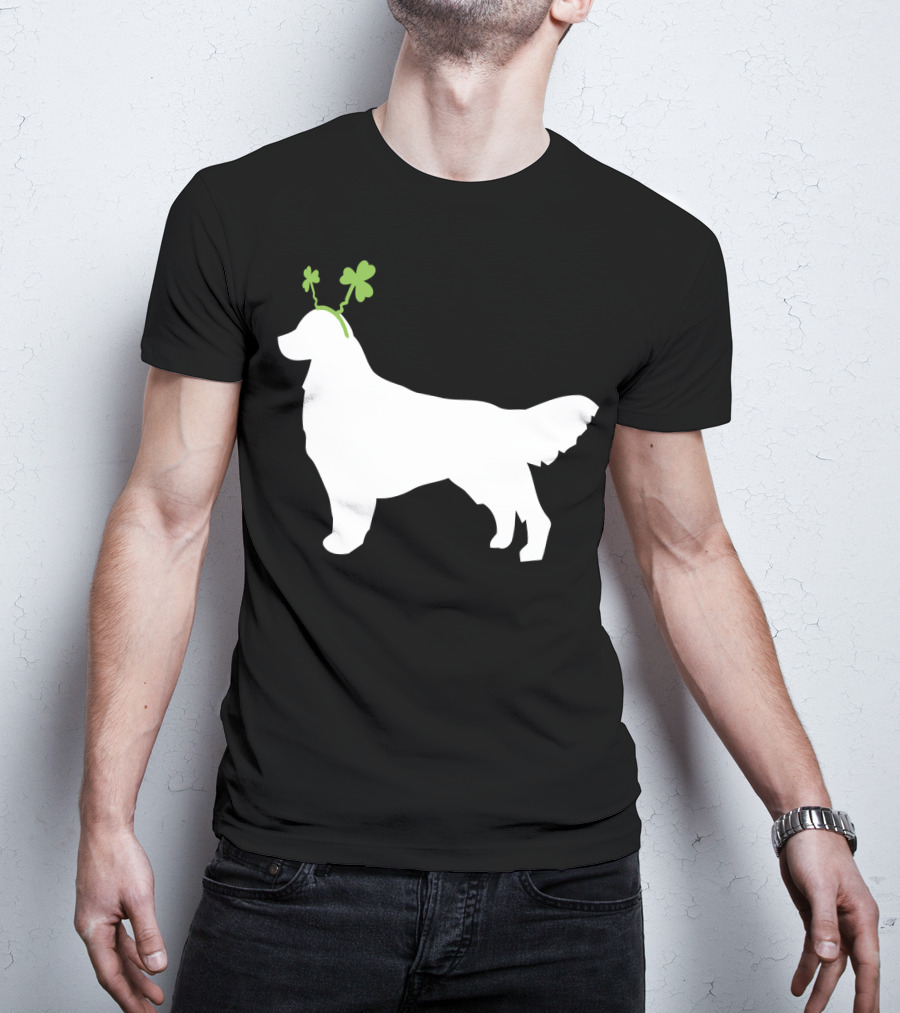 Golden Retriever Shamrock Antlers St Patricks Day Dog T-Shirt