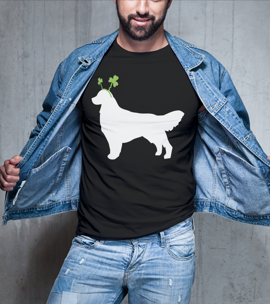 Golden Retriever Shamrock Antlers St Patricks Day Dog T-Shirt