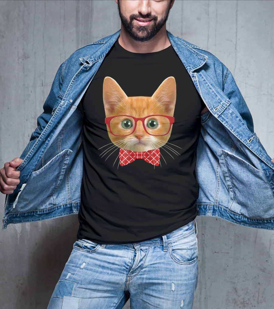 Tabby Cat Lover Orange Hipster Glasses Kitty Mama T-Shirt
