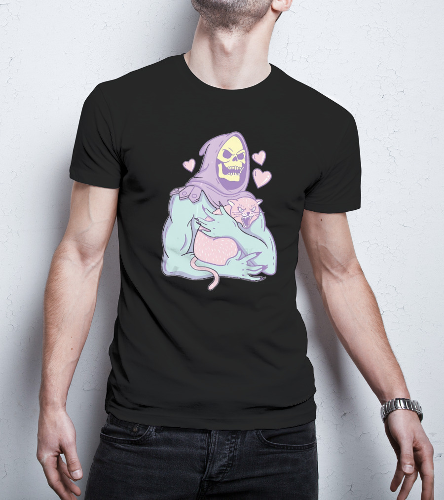 Bones Love Cat Cool Hearts Emojii T-Shirt
