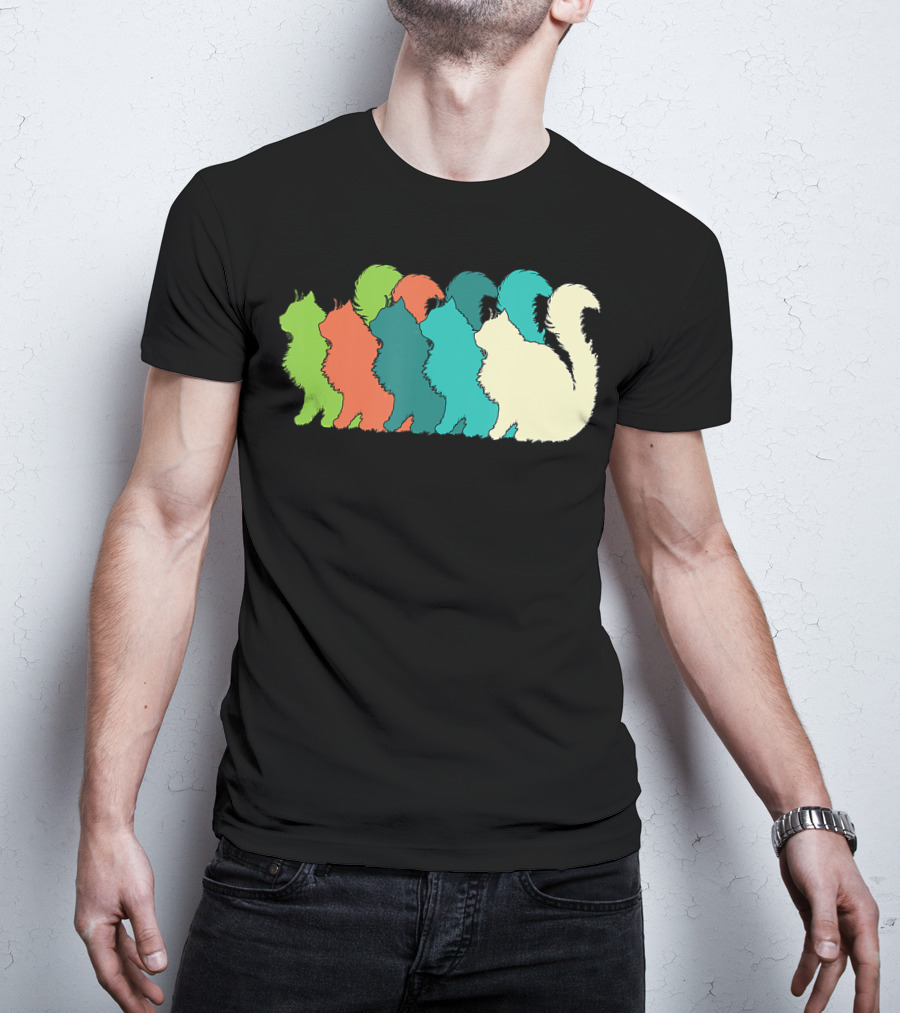 Cat Silhouettes For The Love Of Cats Womens Girls Cat Lover T-Shirt
