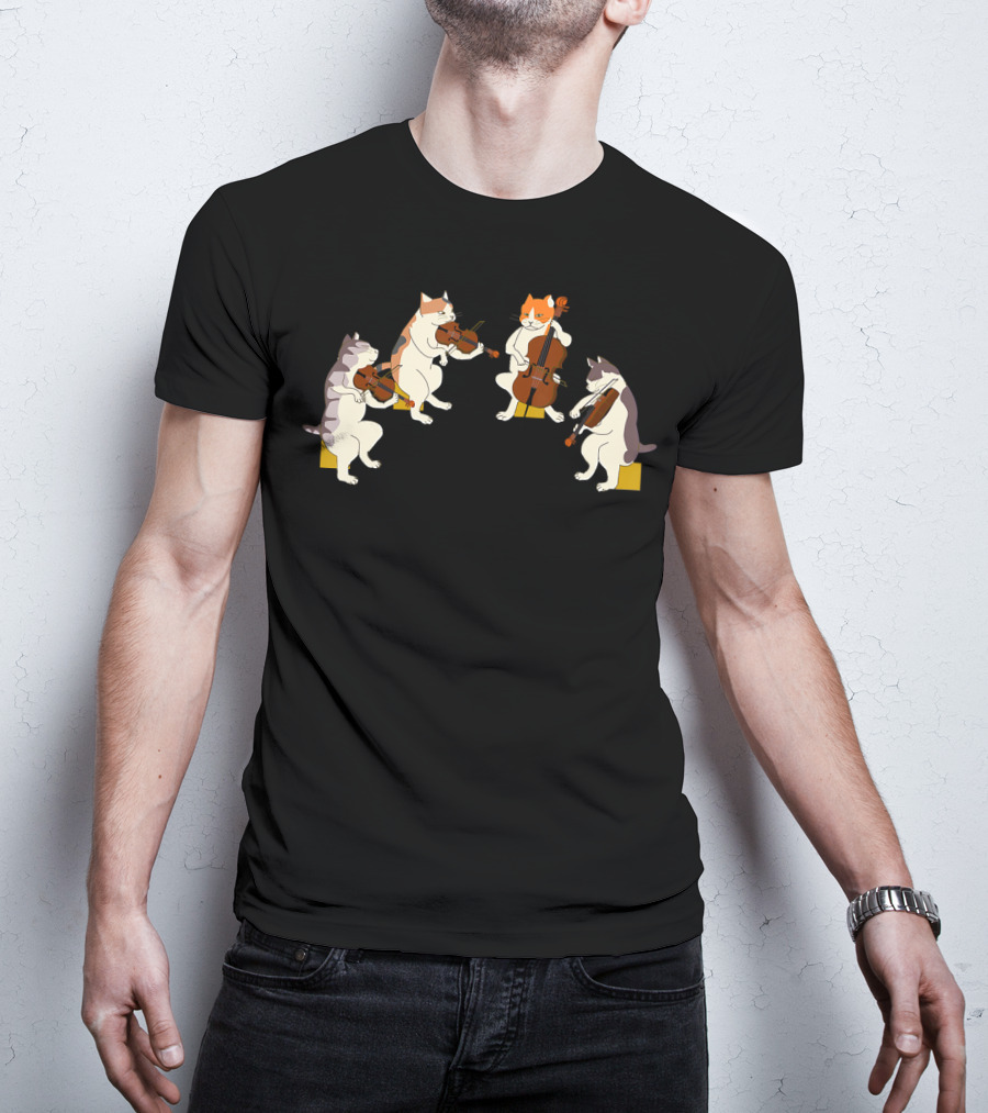 Playful Cats Orchestra Violin Cello Music Cat Lover T-Shirt