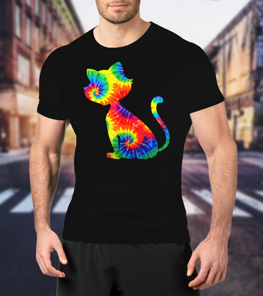 Tie Dye Colorful Kitten Cat Spiral T-Shirt