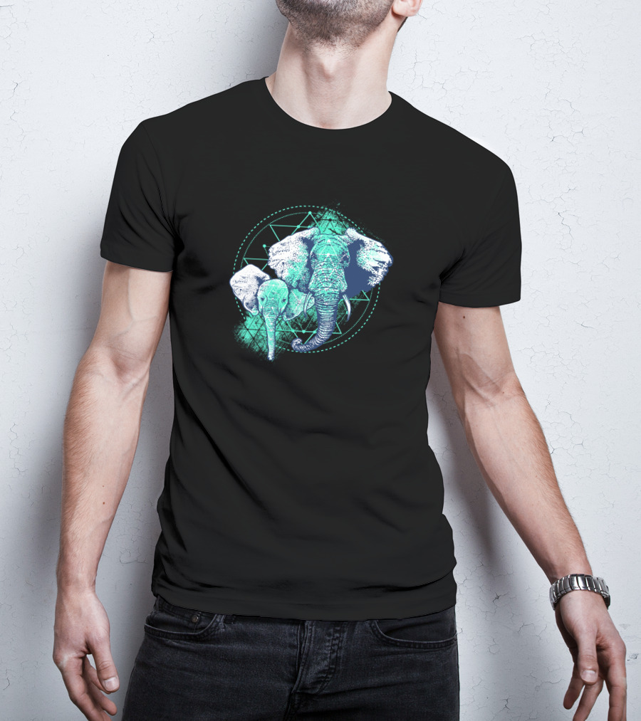 Magic Elephant Geometric Triangles T-Shirt