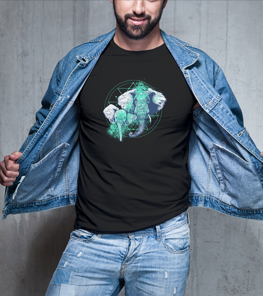 Magic Elephant Geometric Triangles T-Shirt