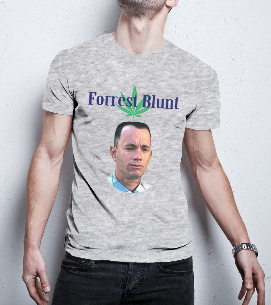 Forrest Blunt Tom Hanks Movie Mashup With Cannabis Leaf T-Shirt