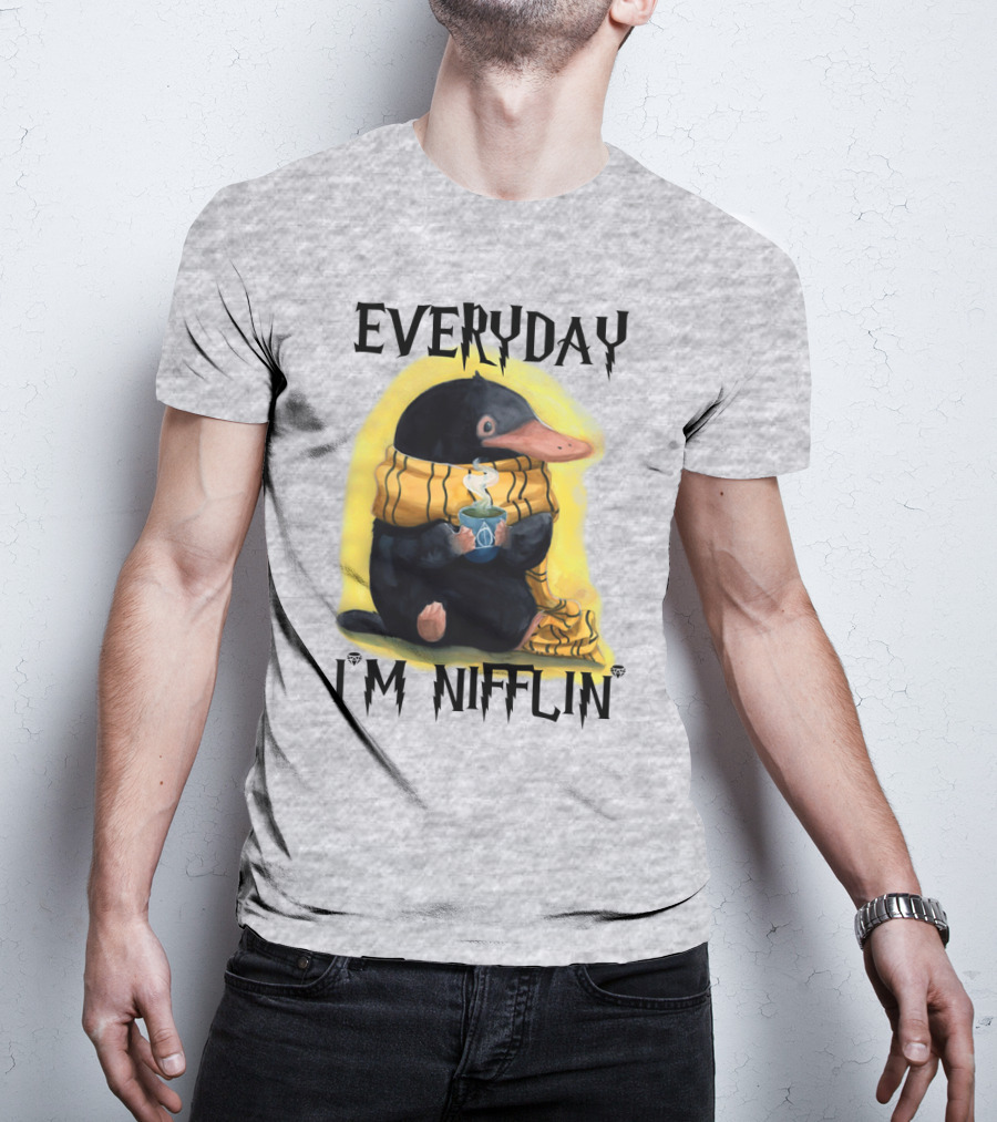 Everyday I'm Nifflin' Magical Creature With Scarf And Tea Cup T-Shirt