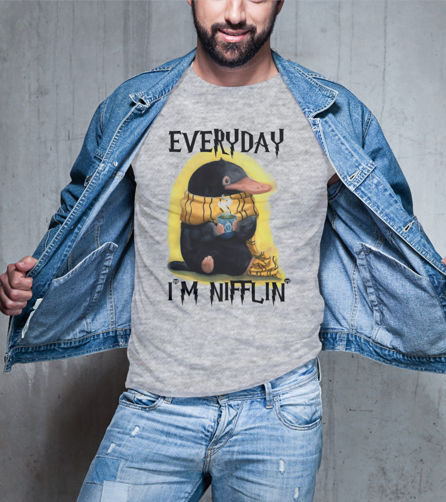Everyday I'm Nifflin' Magical Creature With Scarf And Tea Cup T-Shirt