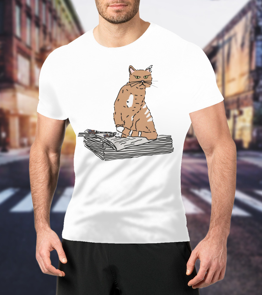 New York Post Cat On Newspaper Stack T-Shirt