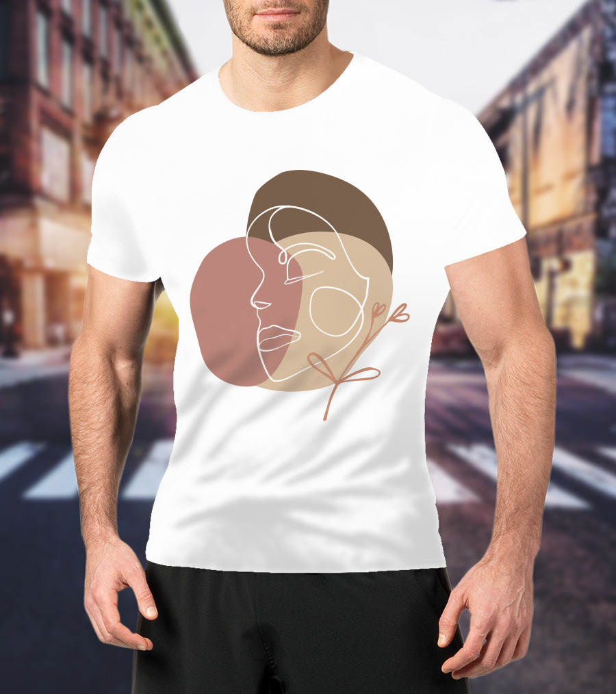 Line Art Woman Face Beauty Minimalist Abstract Linear Profile T-Shirt