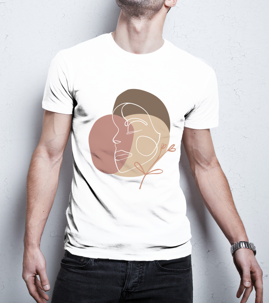 Line Art Woman Face Beauty Minimalist Abstract Linear Profile T-Shirt
