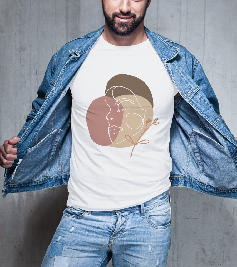Line Art Woman Face Beauty Minimalist Abstract Linear Profile T-Shirt