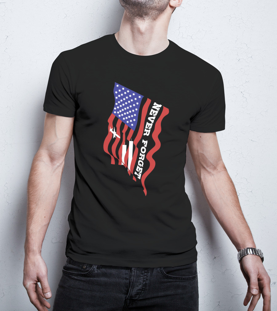 Never Forget 09.11.01 American Flag Patriot Memorial T-Shirt