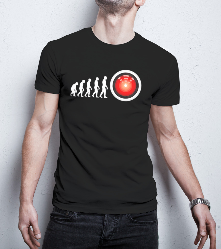 Human Evolution To HAL 9000 AI 2001 Space Odyssey Humor T-Shirt