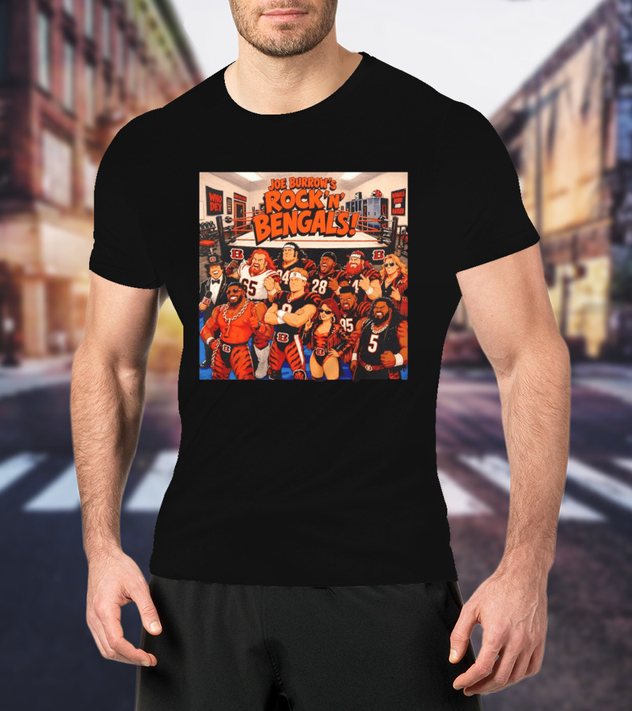 Joe Burrow's Rock 'N' Bengals Who Dey Cincinnati Bengals Born And Raised T-Shirt