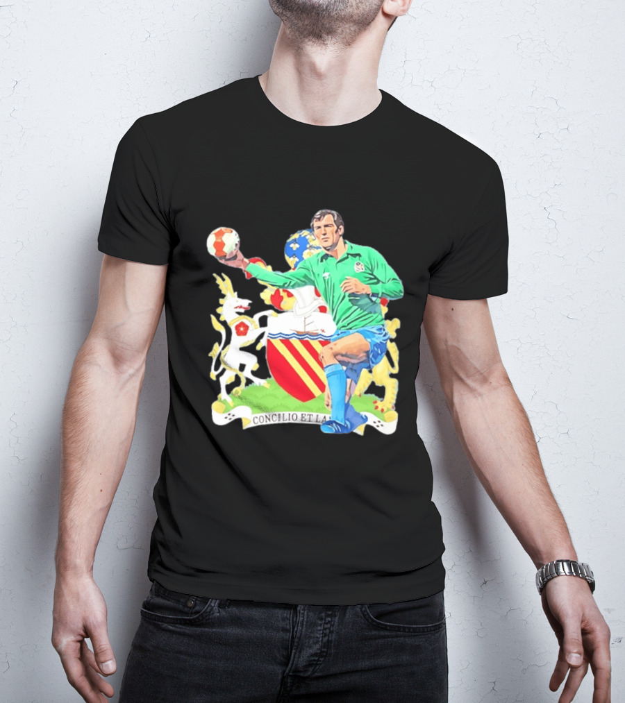 Joe Corrigan Manchester City Goalkeeper Concilio Et Labore Crest T-Shirt