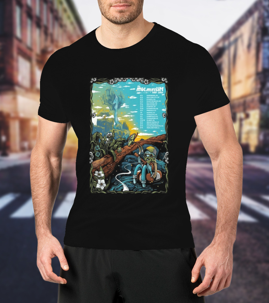Moe.mentum Tour 2026 Dates With Surreal Nature Imagery And Character In Chill Scene T-Shirt