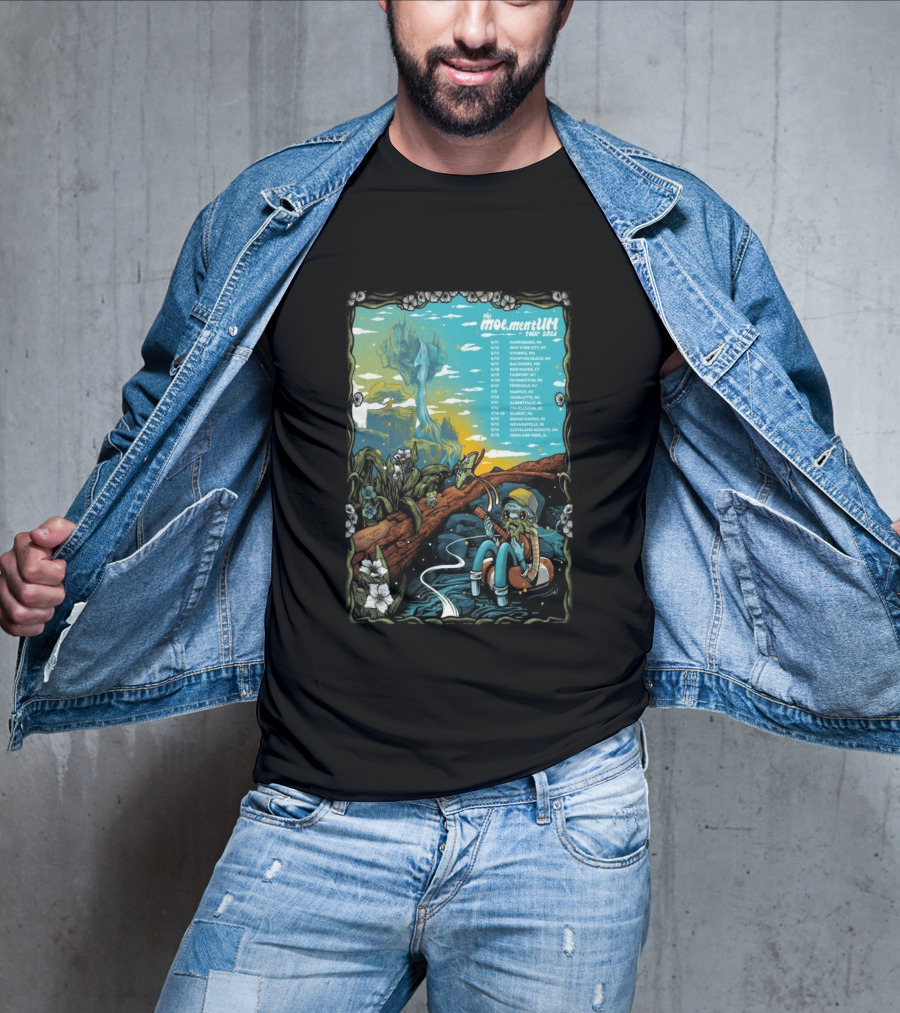 Moe.mentum Tour 2026 Dates With Surreal Nature Imagery And Character In Chill Scene T-Shirt