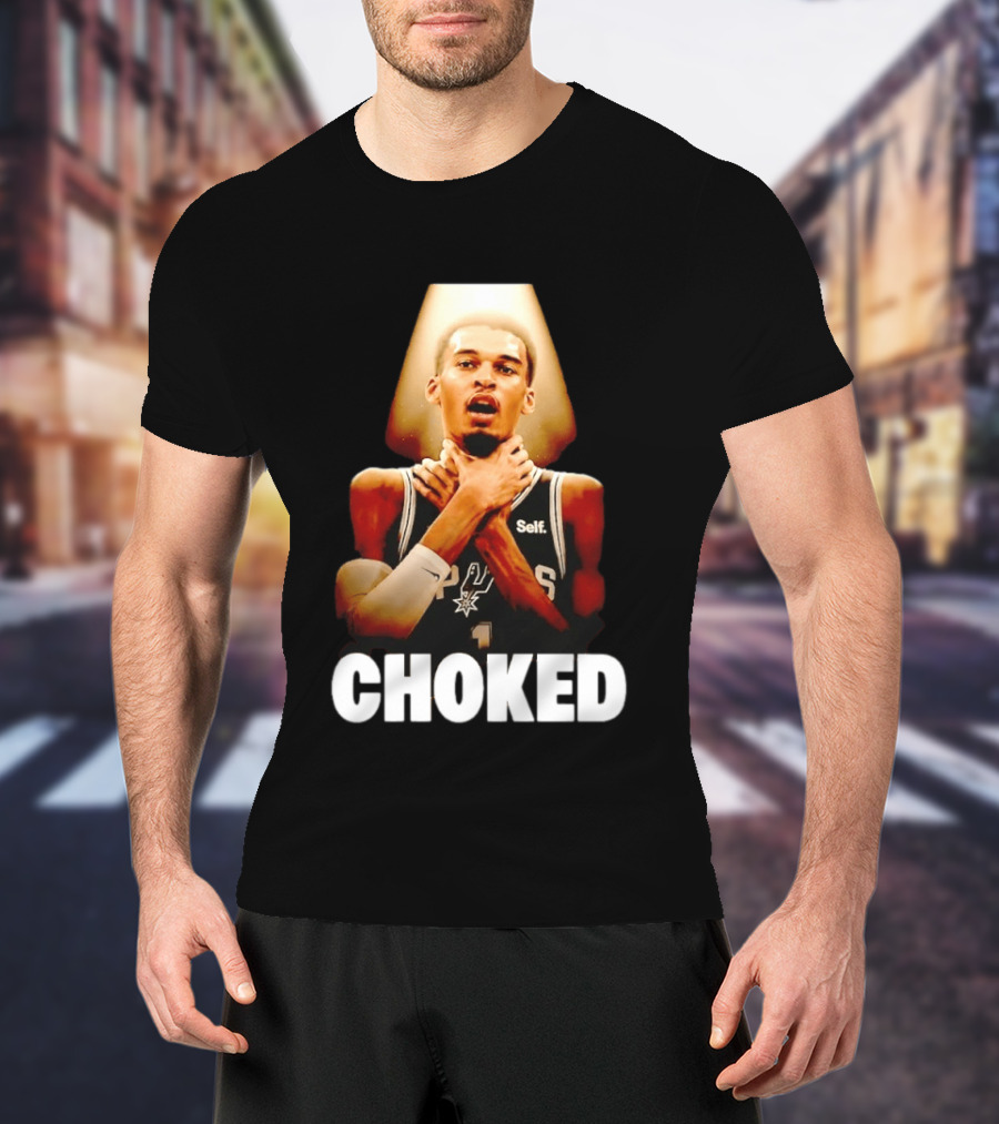 San Antonio Spurs Victor Wembanyama Choked Basketball Meme T-Shirt