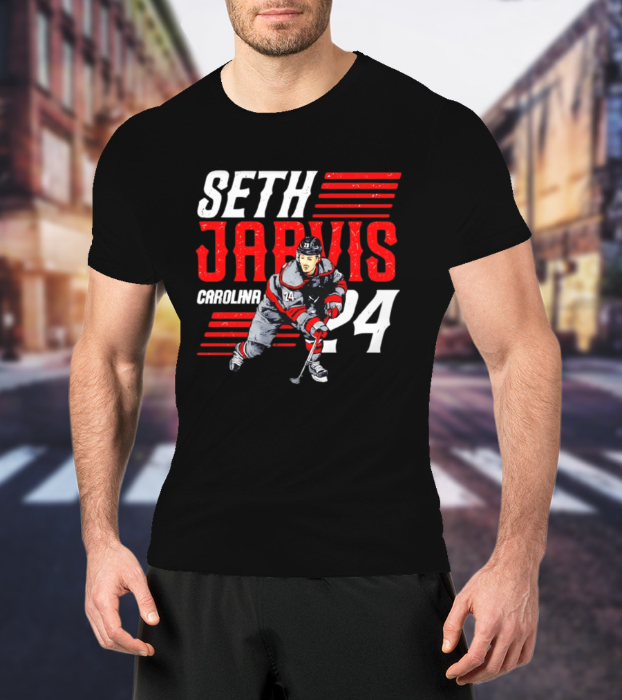 Seth Jarvis 24 Carolina Hurricanes Hockey Player T-Shirt