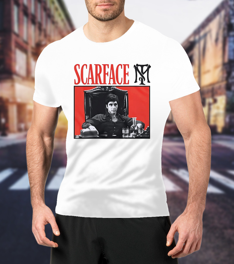Scarface Tony Montana Al Pacino Iconic Scene Red T-Shirt