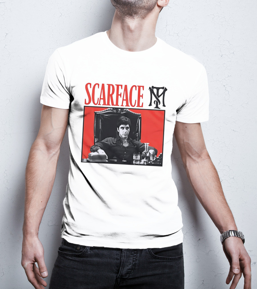 Scarface Tony Montana Al Pacino Iconic Scene Red T-Shirt